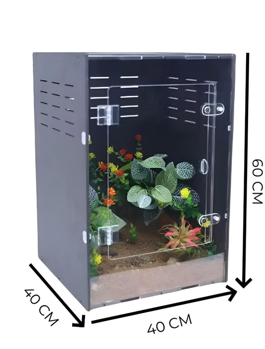 Large black PVC reptile enclosure 40x40x60 with acrylic front door